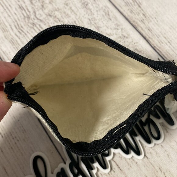 Vintage Y2K Millennium 00s Mustache Zip Canvas Coin Purse Card Pouch - Picture 5 of 7